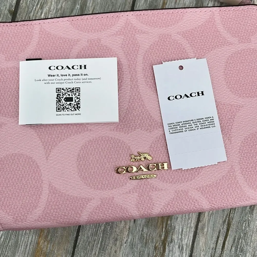 Coach Limited Slim Crossbody Bag In Signature Canvas Powder Pink Purse
